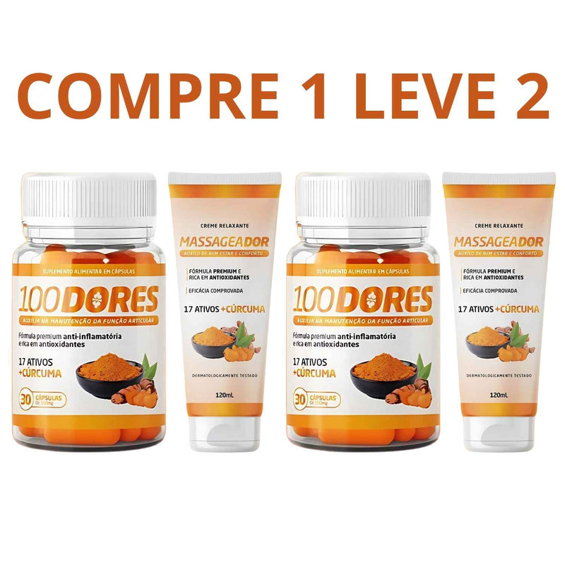 100 Dores 30 Cápsulas - Brinde Creme 120ml + Frete Grátis