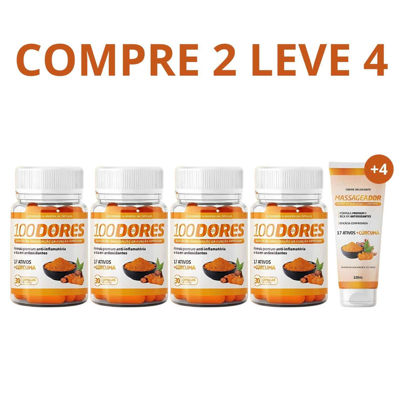 100 Dores 30 Cápsulas - Brinde Creme 120ml + Frete Grátis